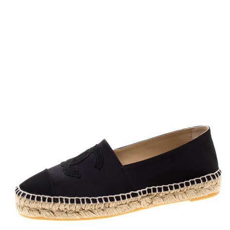 chanel espadrille black canvas|chanel espadrilles price euro.